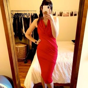 Vintage Donna Karan New York Fitted Red Dress. EUC